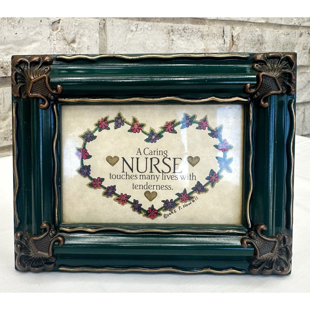 Framed Art "A Caring Nurse Touches Many Loves‎ With Tenderness" 1995 P. Howell